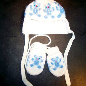 Knit Hat and Pair of Matching  Mittens - Just Adorable!!!